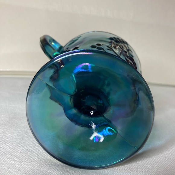 Vtg Indiana Blue Harvest Grape Carnival Glass Creamer - Picture 7 of 10